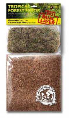 Грунт для террариума Tropical Forest Floor 2 в 1, 1.1 л + 3.3 л /зеленый мох + волокно шелухи кокоса